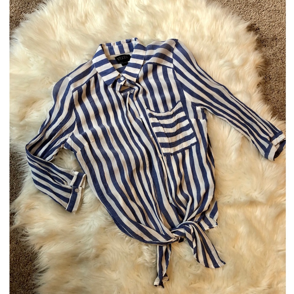Blue and white stripe shirt